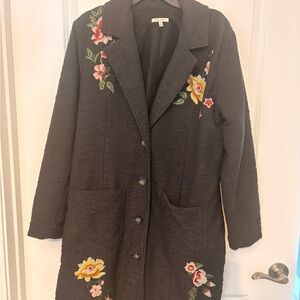 Kate&Sam,Chic Grey Floral Embroidered Blazer, sz large